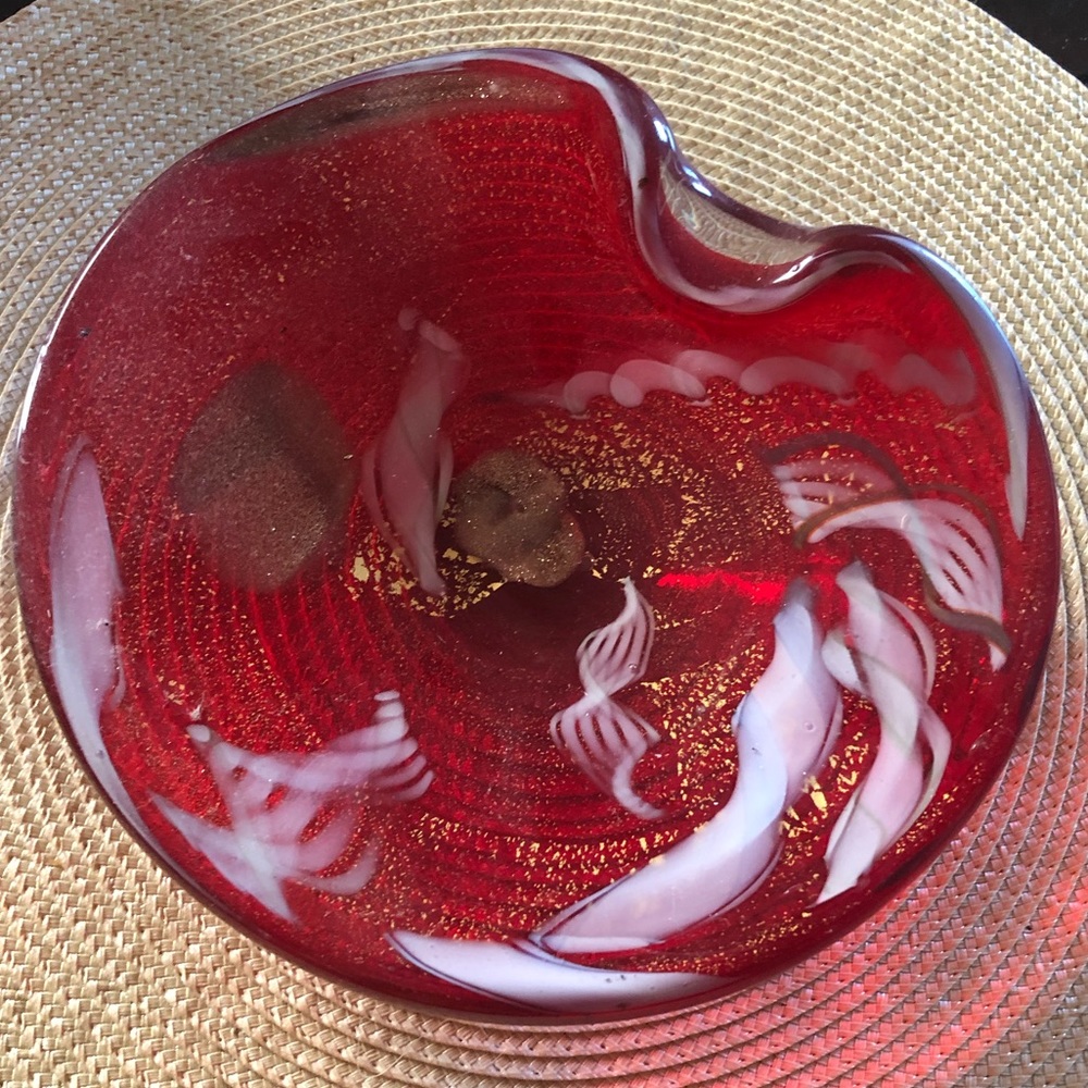 Vintage Red Glass Ash Tray